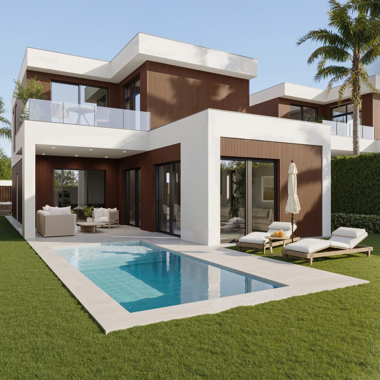 Render exterior 3D de arquitectura