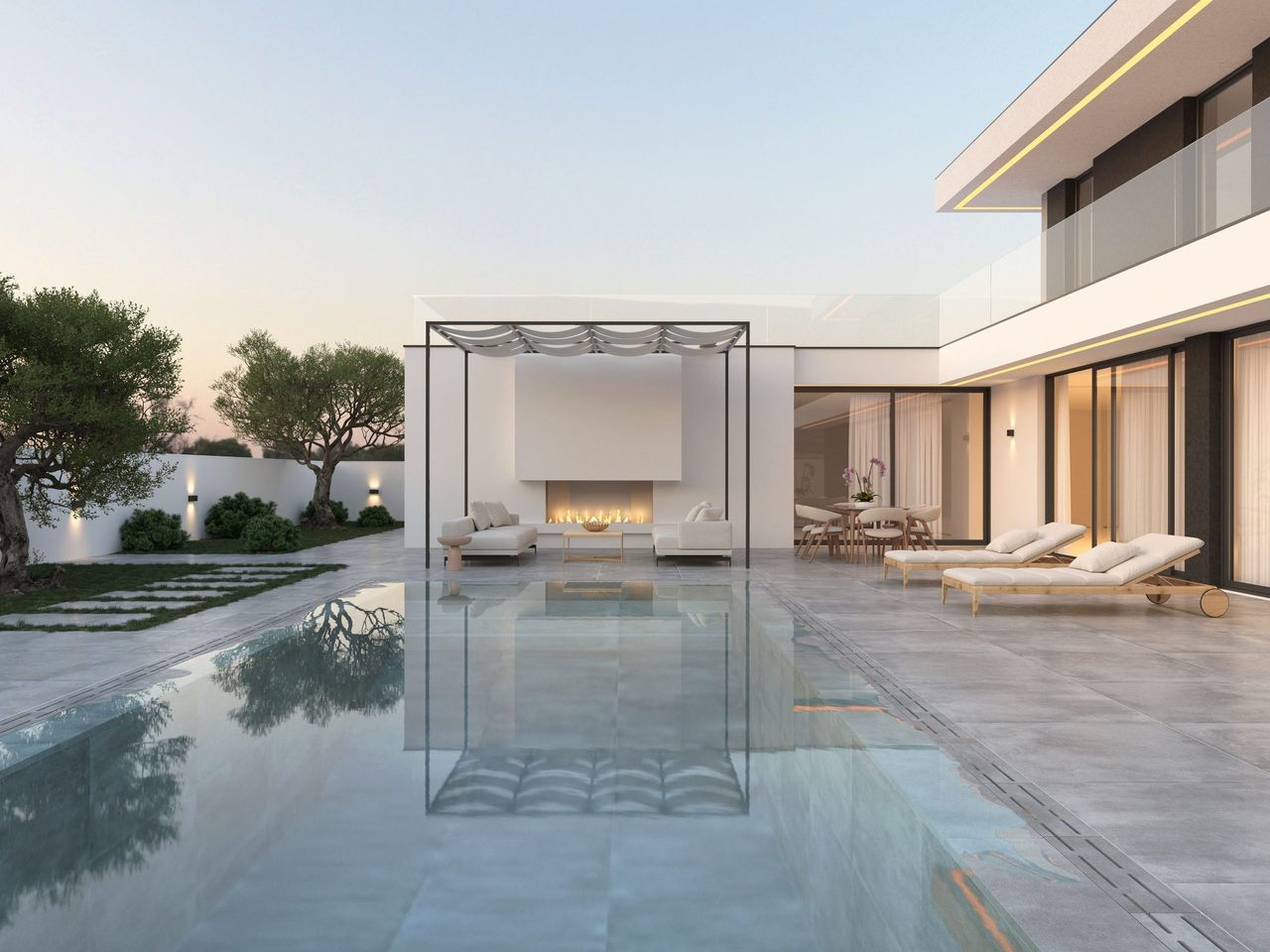 Render exterior 3D de arquitectura