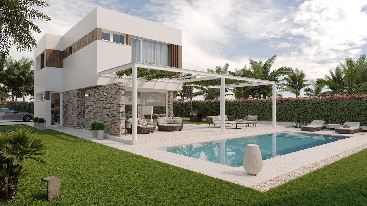 Render exterior 3D de arquitectura