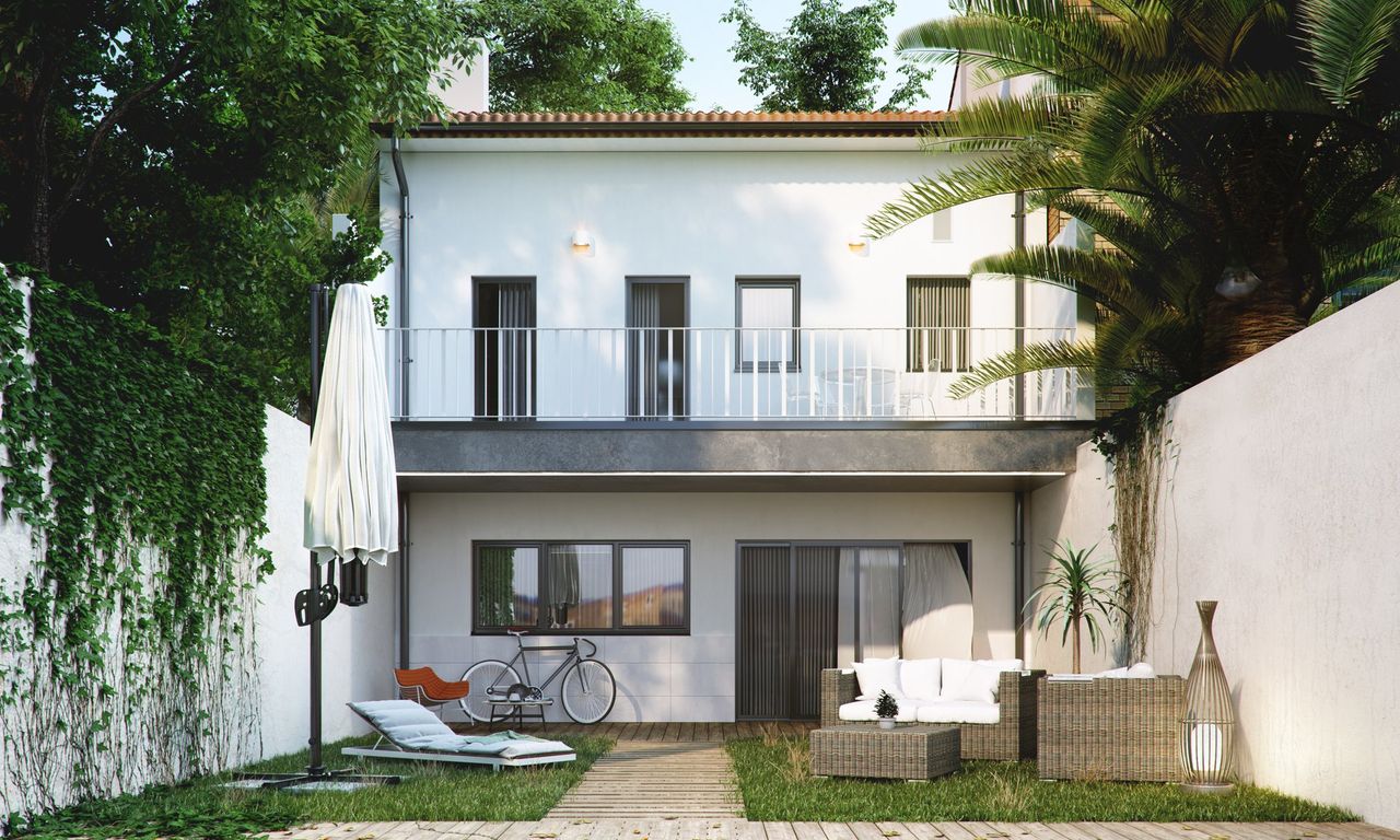 Render exterior 3D de arquitectura