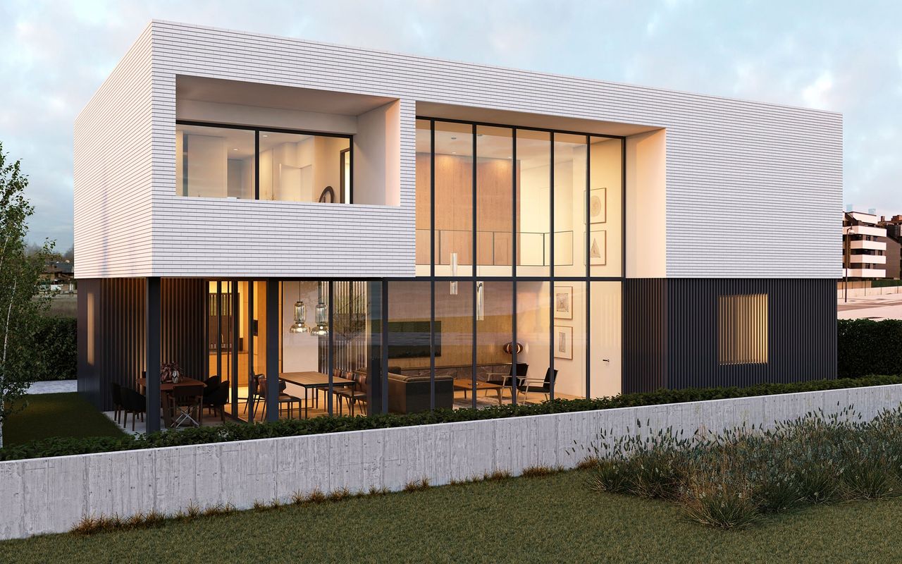 Render exterior 3D de arquitectura