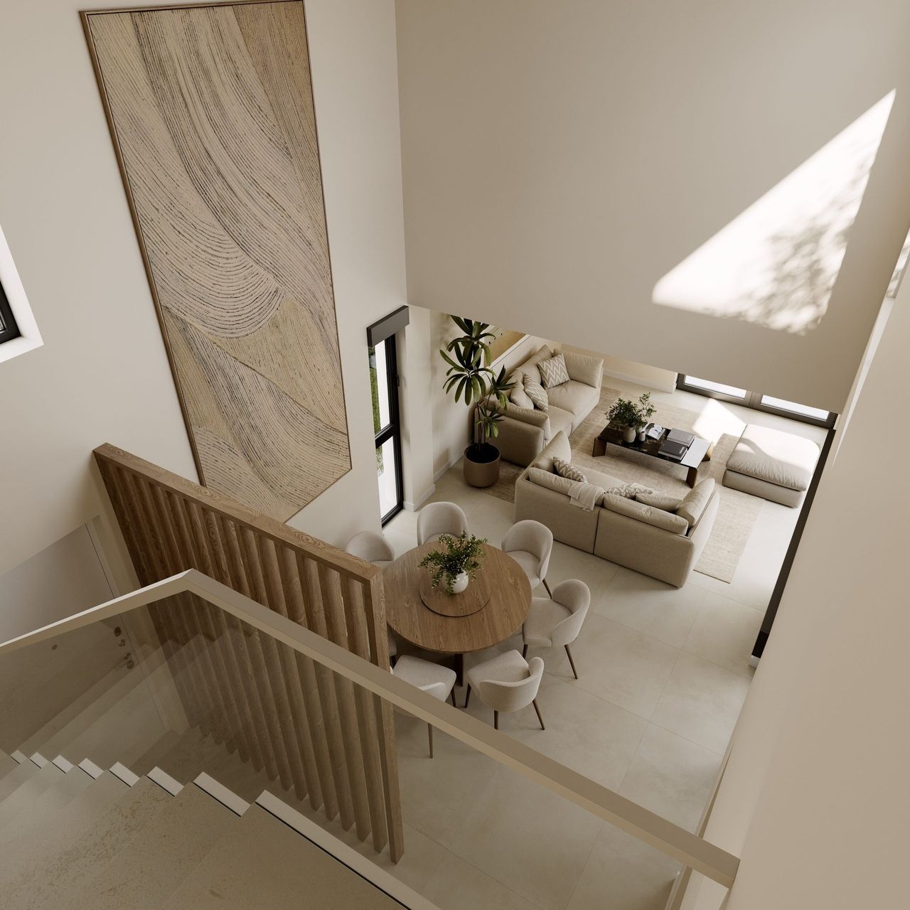 Render interior 3D de vivienda