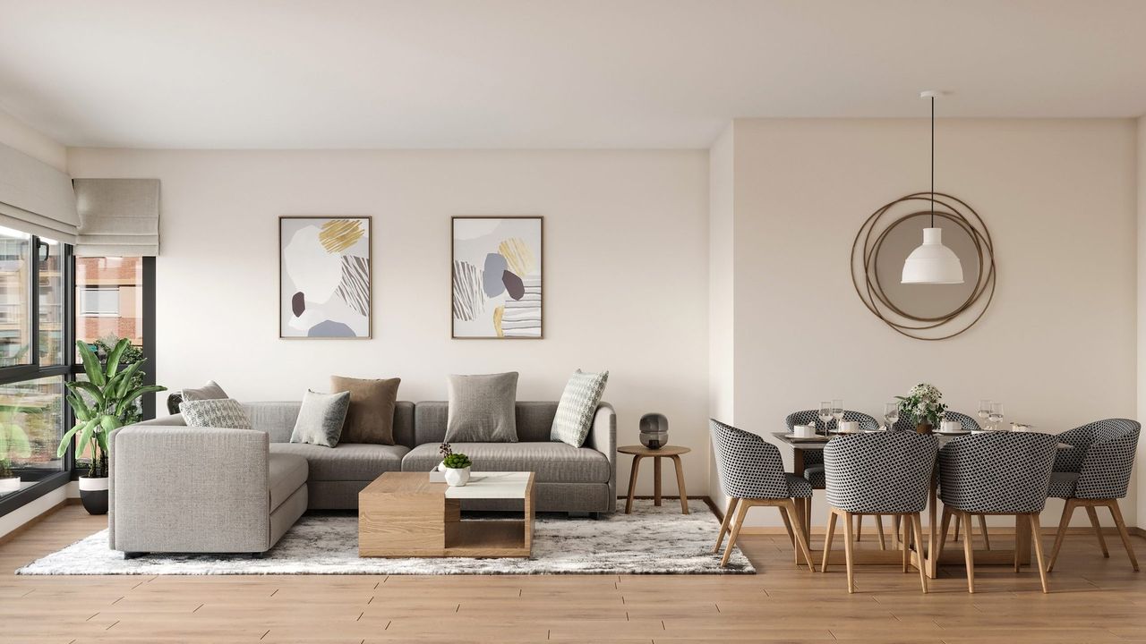 Render interior 3D de vivienda