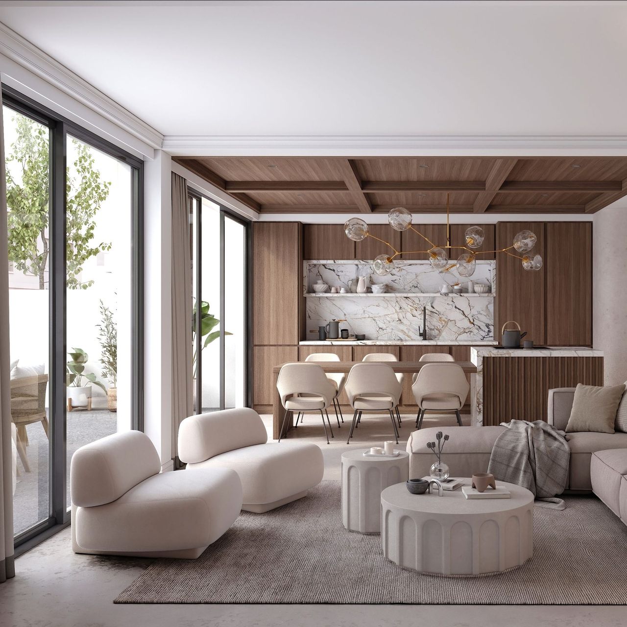 Render interior 3D de vivienda