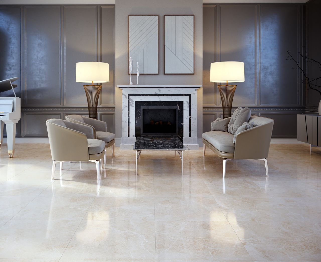 Render interior 3D de vivienda