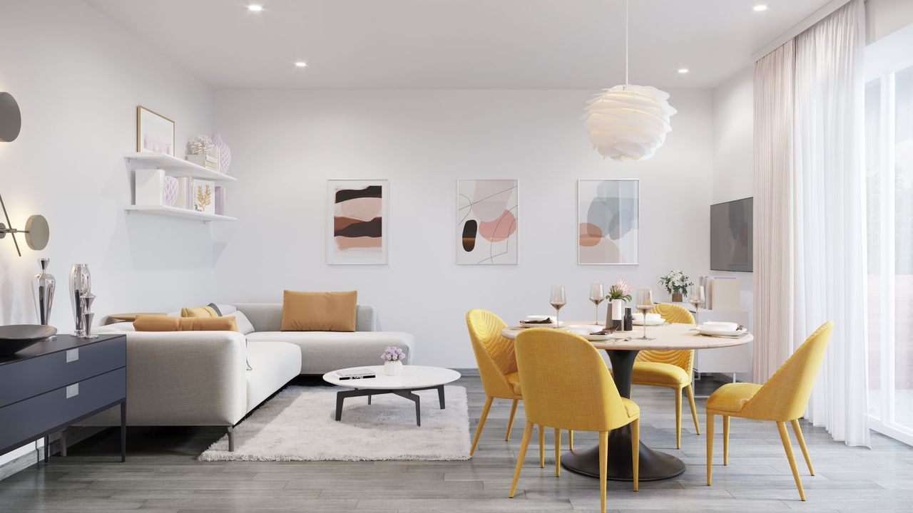 Render interior 3D de vivienda