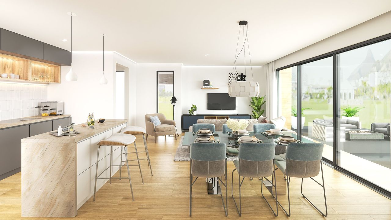 Render interior 3D de vivienda