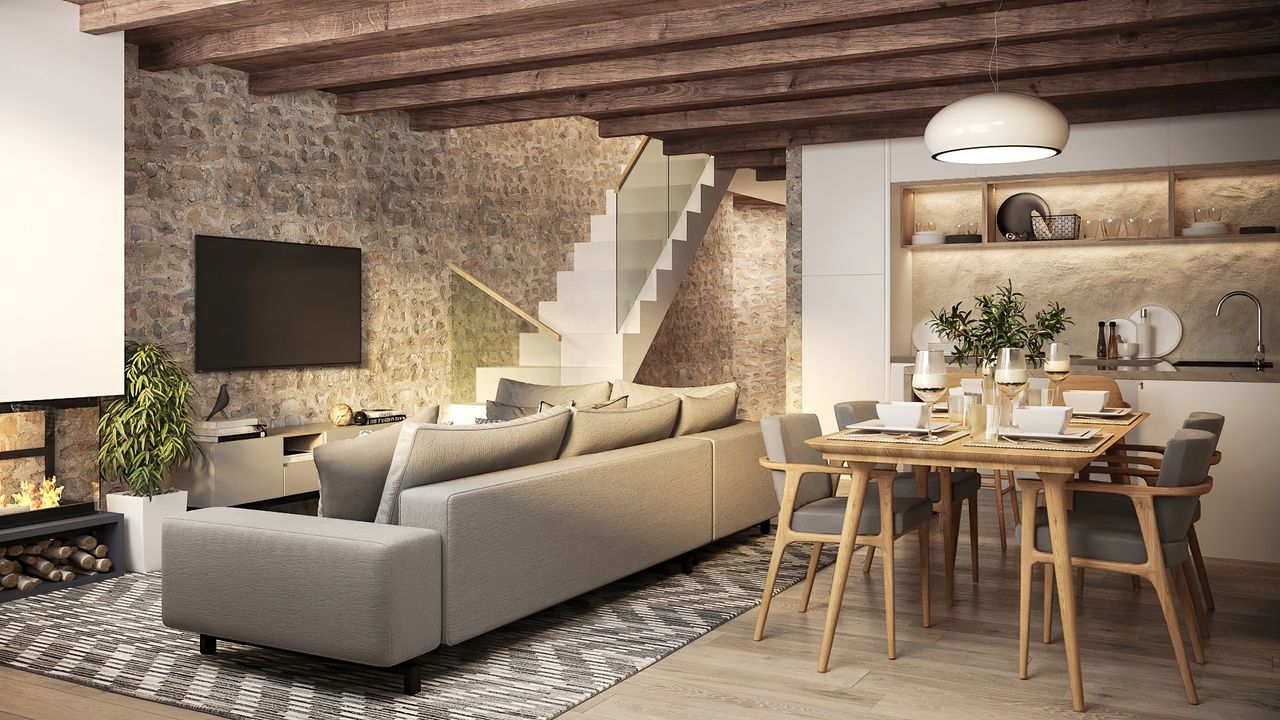 Render interior 3D de vivienda