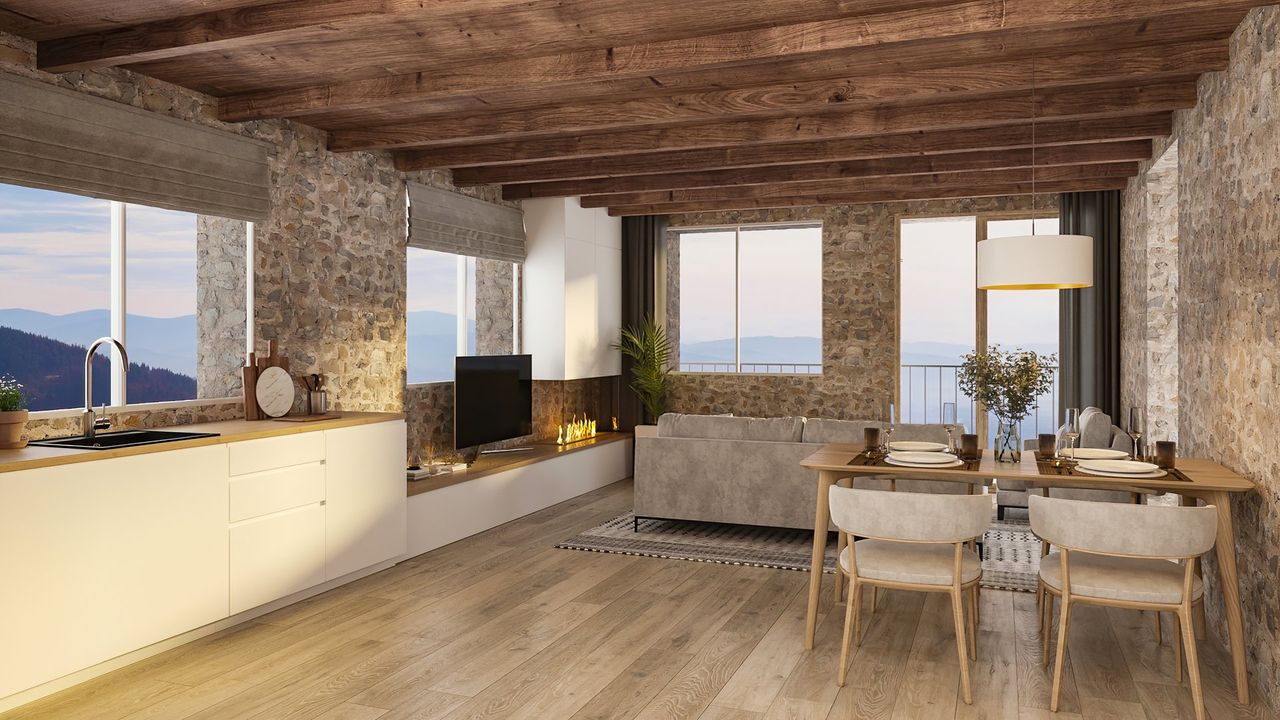 Render interior 3D de vivienda
