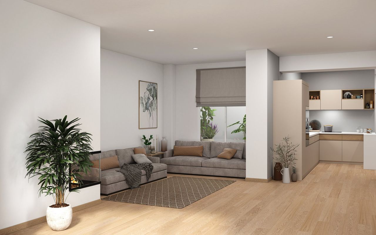 Render interior 3D de vivienda